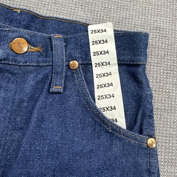 Wrangler Mens Size 25X34 Blue Denim Cowboy Cut Slim Fit Straight Leg Jeans NWOT - Picture 5 of 12